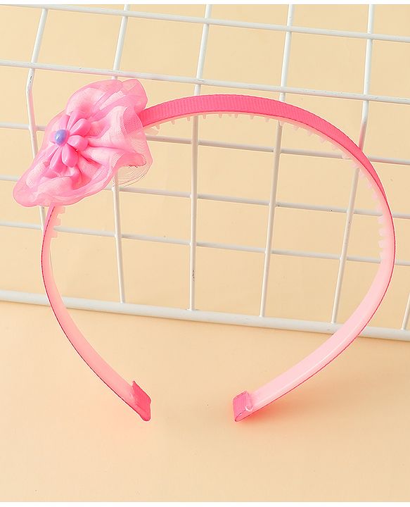 Babyhug Free Size Hair Band With Floral Applique - Pink