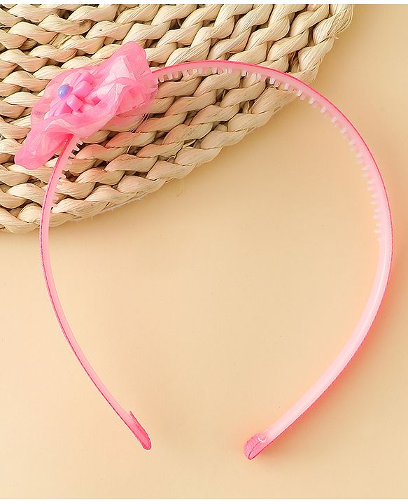 Babyhug Free Size Hair Band With Floral Applique - Pink