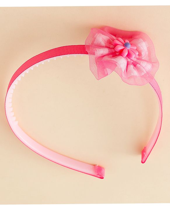 Babyhug Free Size Hair Band With Floral Applique - Pink