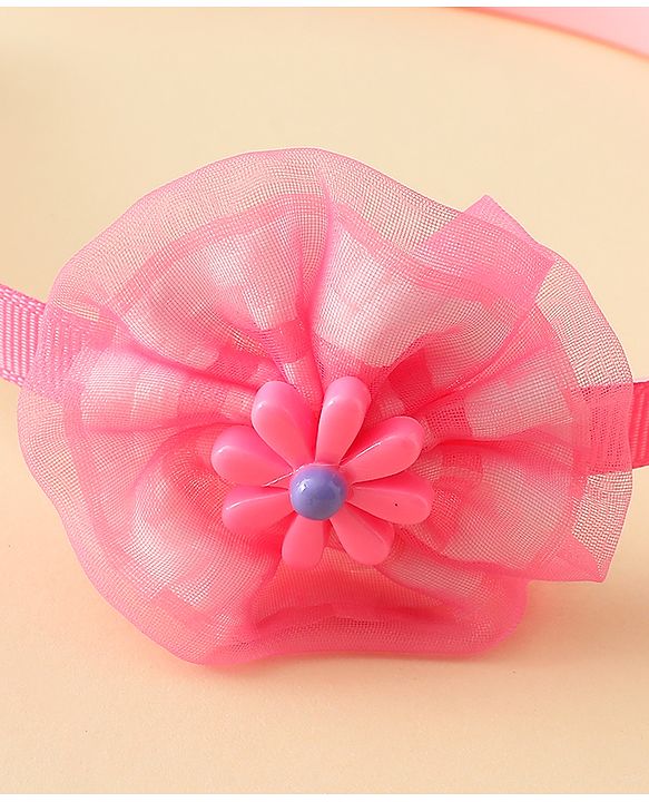 Babyhug Free Size Hair Band With Floral Applique - Pink
