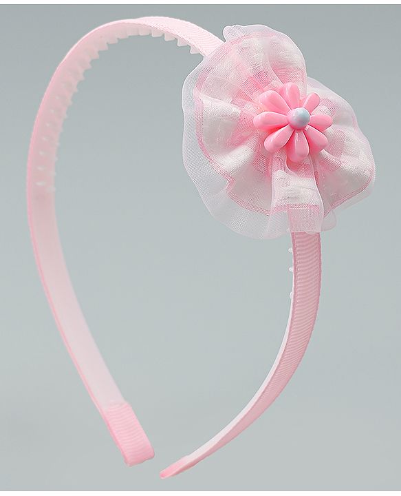 Babyhug Free Size Hair Band With Floral Applique - Pink