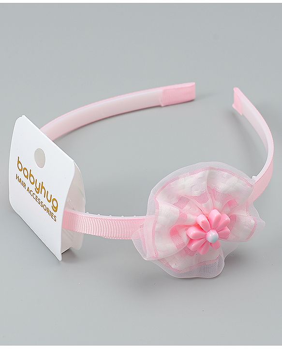 Babyhug Free Size Hair Band With Floral Applique - Pink