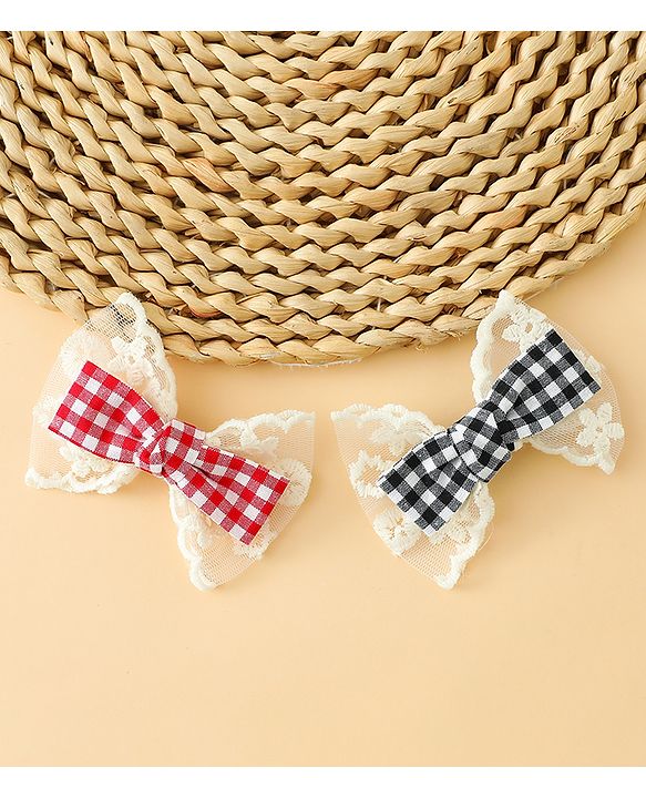 Babyhug Bow & Butterfly Clips Free Size Pack of 2 - Red & Black