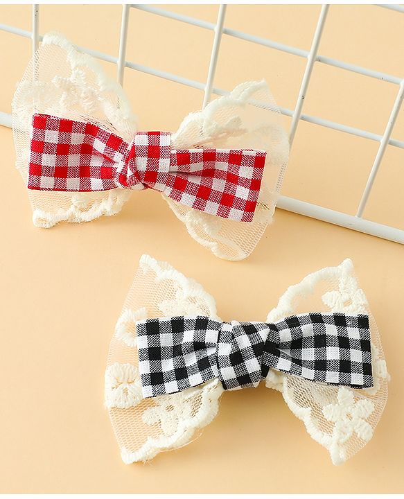 Babyhug Bow & Butterfly Clips Free Size Pack of 2 - Red & Black