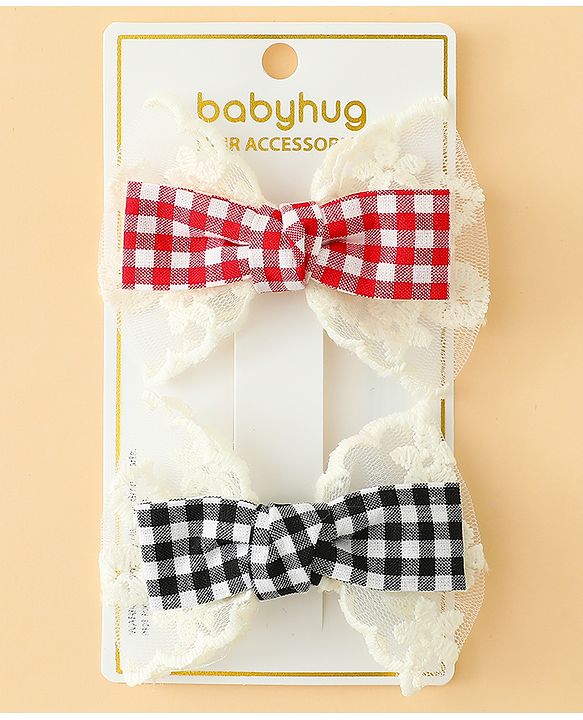Babyhug Bow & Butterfly Clips Free Size Pack of 2 - Red & Black