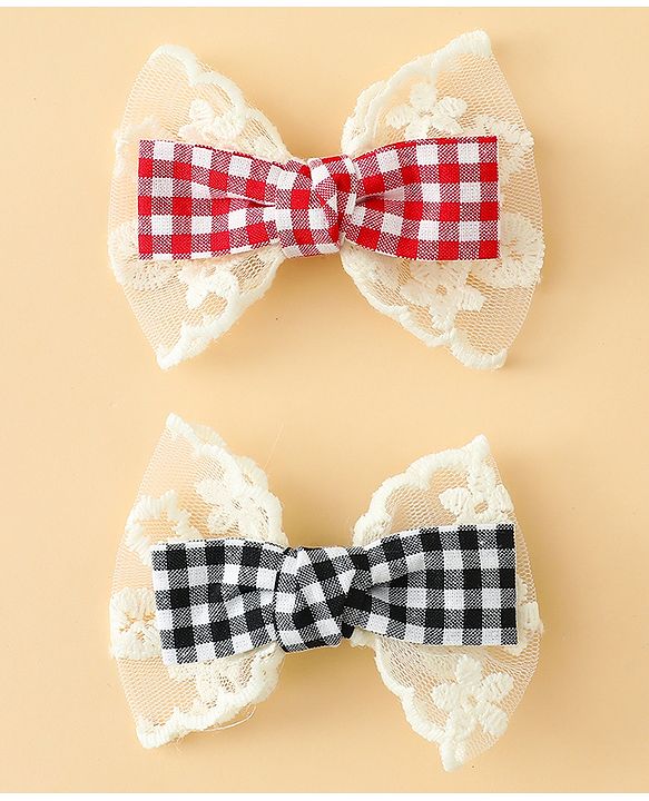 Babyhug Bow & Butterfly Clips Free Size Pack of 2 - Red & Black