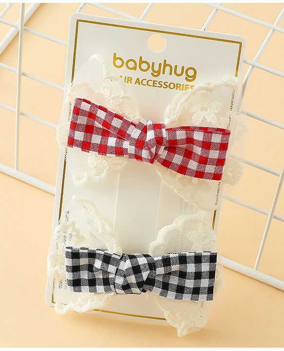 Babyhug Bow & Butterfly Clips Free Size Pack of 2 - Red & Black