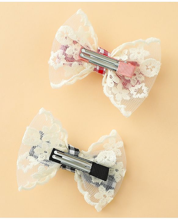 Babyhug Bow & Butterfly Clips Free Size Pack of 2 - Red & Black