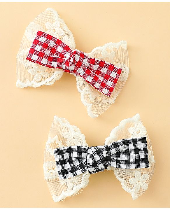 Babyhug Bow & Butterfly Clips Free Size Pack of 2 - Red & Black