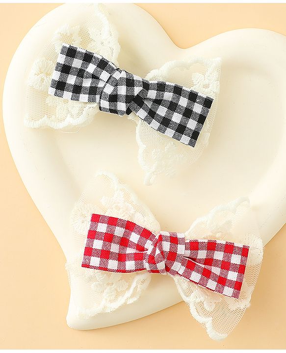 Babyhug Bow & Butterfly Clips Free Size Pack of 2 - Red & Black