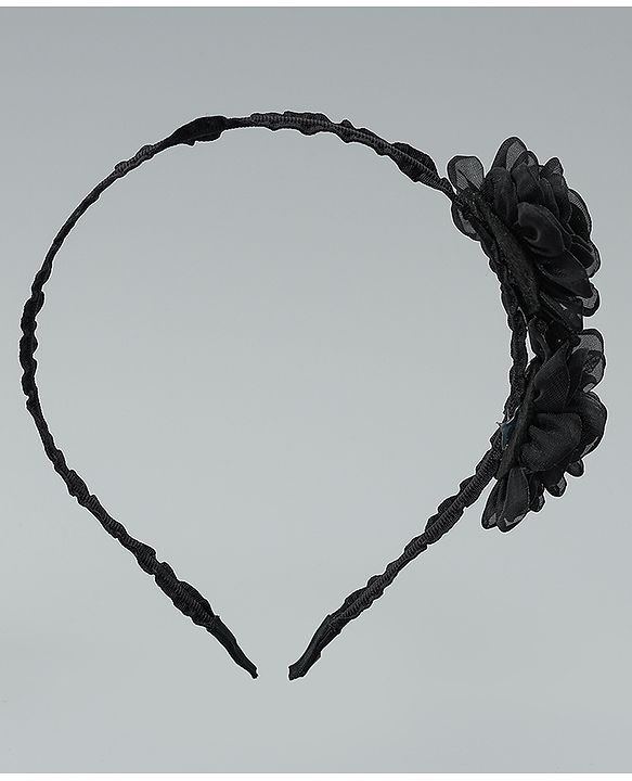 Babyhug Hair Bands With Floral Applique - Black