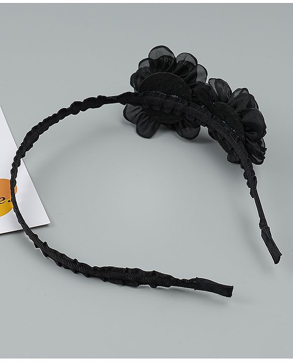 Babyhug Hair Bands With Floral Applique - Black