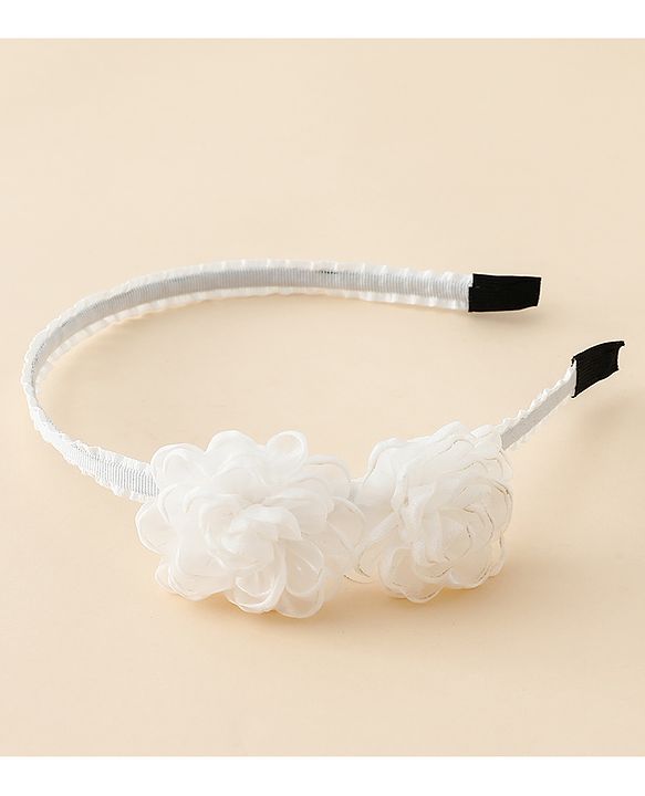 Babyhug Hair Bands With Floral Applique - Black
