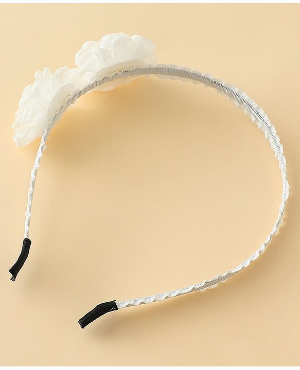 Babyhug Hair Bands With Floral Applique - Black
