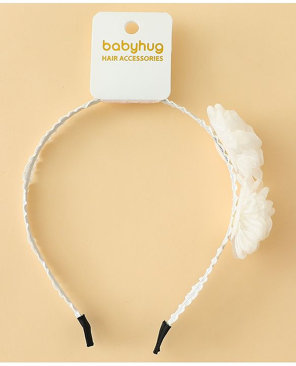 Babyhug Hair Bands With Floral Applique - Black