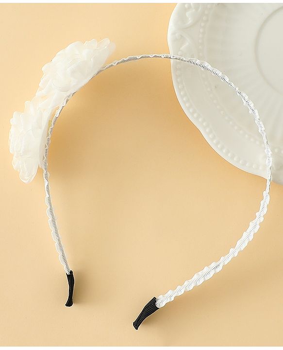 Babyhug Hair Bands With Floral Applique - Black