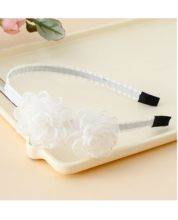 Babyhug Hair Bands With Floral Applique - Black