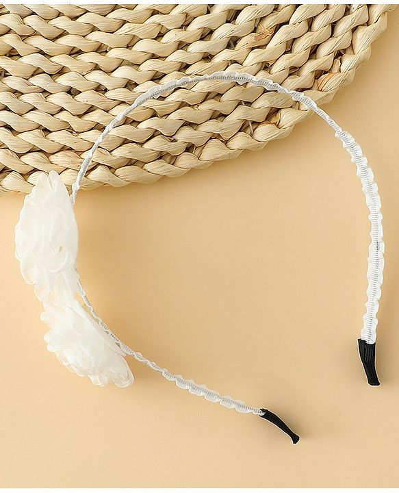 Babyhug Hair Bands With Floral Applique - Black