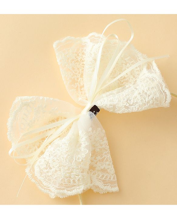 Babyhug Hair Band With Bow Applique - Beige