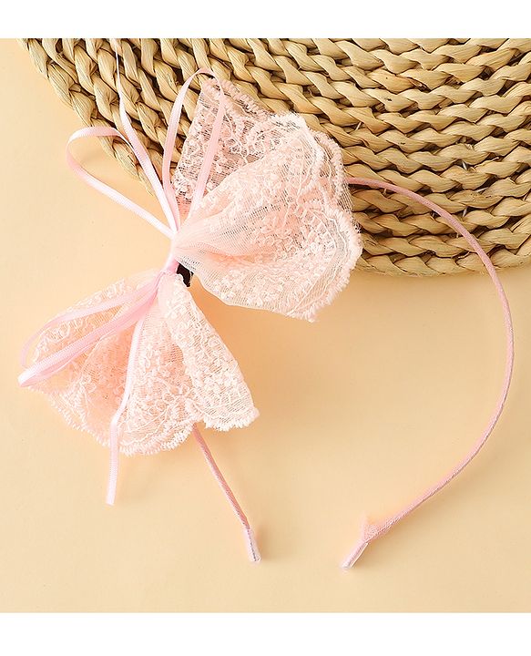 Babyhug Hair Band With Bow Applique - Beige