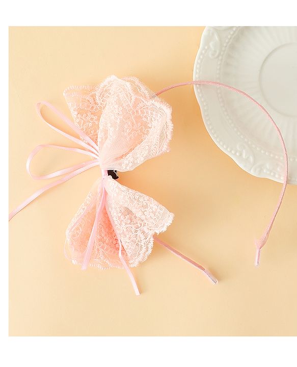 Babyhug Hair Band With Bow Applique - Beige