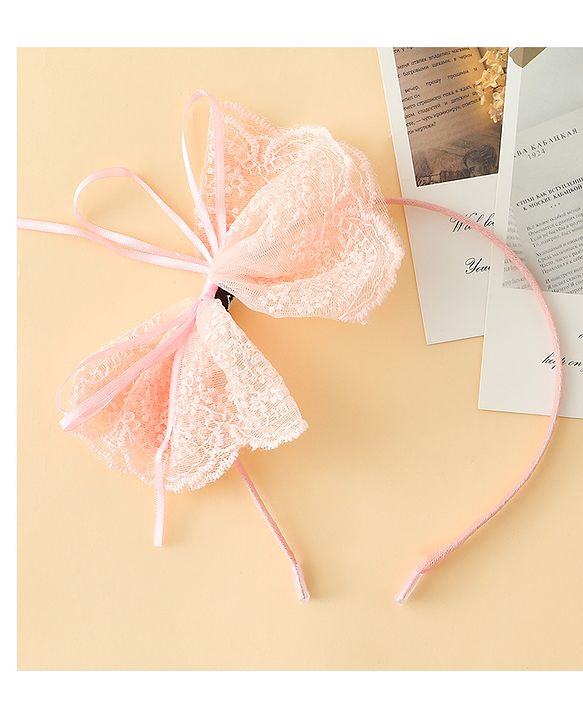 Babyhug Hair Band With Bow Applique - Beige