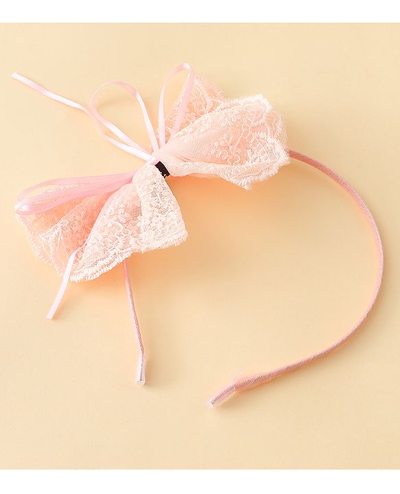 Babyhug Hair Band With Bow Applique - Beige