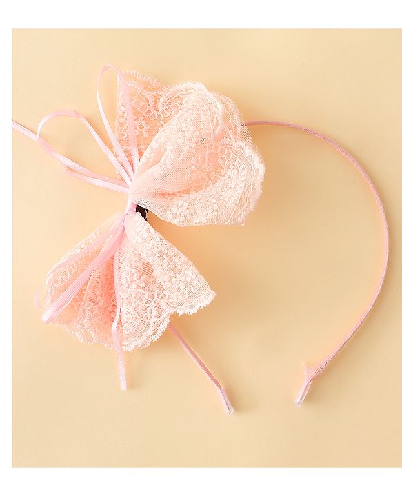 Babyhug Hair Band With Bow Applique - Beige