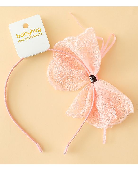 Babyhug Hair Band With Bow Applique - Beige