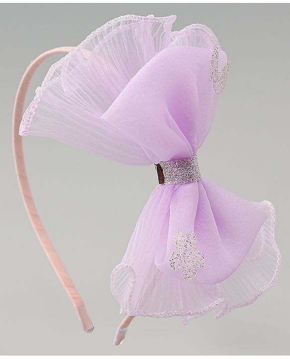 Babyhug Hair Band With Bow Applique - Purple