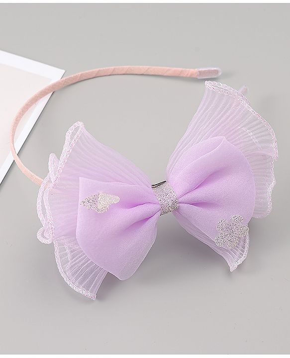 Babyhug Hair Band With Bow Applique - Purple