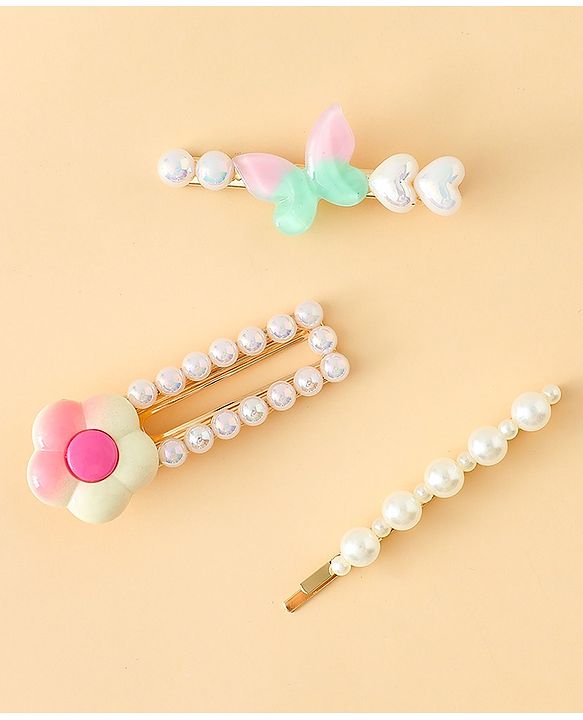Pine Kids Free Size Hair Pins And Clips Pack of 3 - Pink