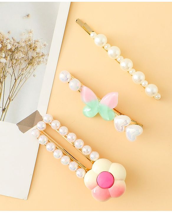 Pine Kids Free Size Hair Pins And Clips Pack of 3 - Pink