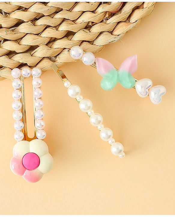 Pine Kids Free Size Hair Pins And Clips Pack of 3 - Pink