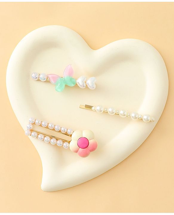 Pine Kids Free Size Hair Pins And Clips Pack of 3 - Pink