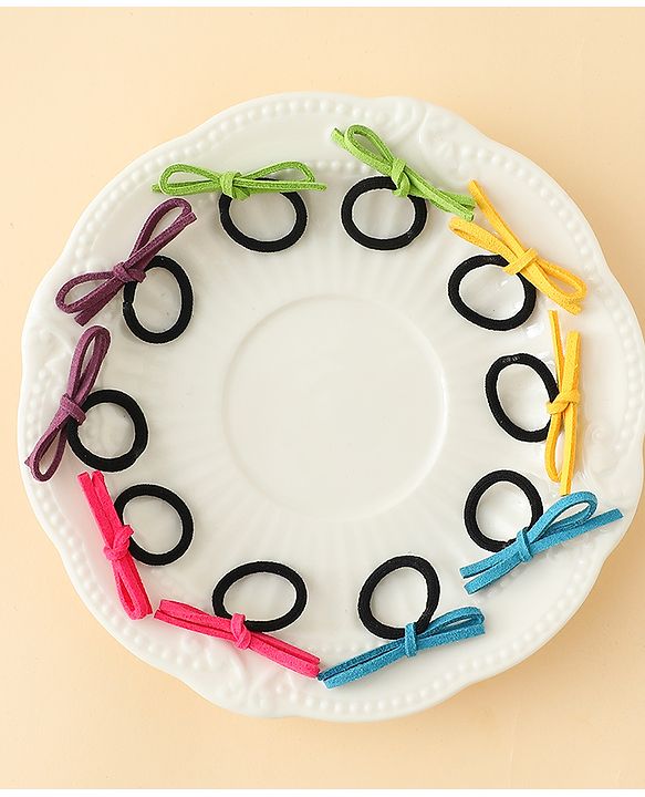 Pine Kids Hair Rubber Bands with Bow Pack of 5 Free Size - Multicolor