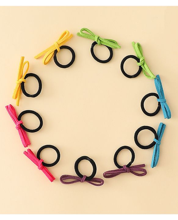 Pine Kids Hair Rubber Bands with Bow Pack of 5 Free Size - Multicolor