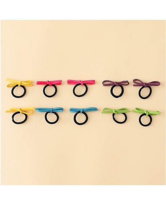 Pine Kids Hair Rubber Bands with Bow Pack of 5 Free Size - Multicolor
