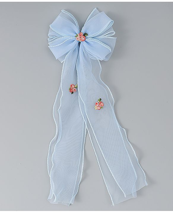 Babyhug Bow & Butterfly Clip with Floral Embroidery Free Size - Pink