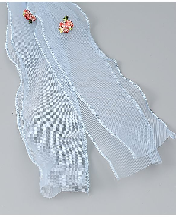 Babyhug Bow & Butterfly Clip with Floral Embroidery Free Size - Pink