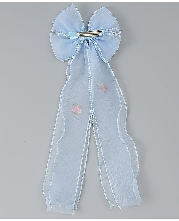 Babyhug Bow & Butterfly Clip with Floral Embroidery Free Size - Pink
