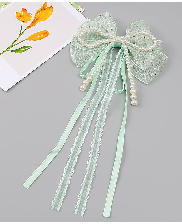 Babyhug Free Size Bow & Butterfly Clips - Green