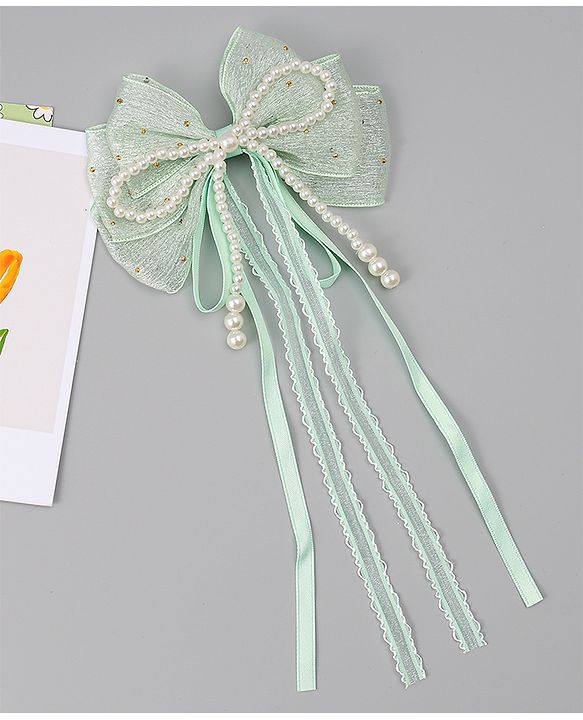 Babyhug Free Size Bow & Butterfly Clips - Green