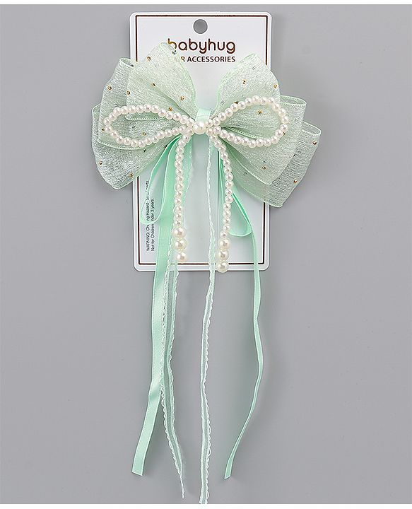Babyhug Free Size Bow & Butterfly Clips - Green