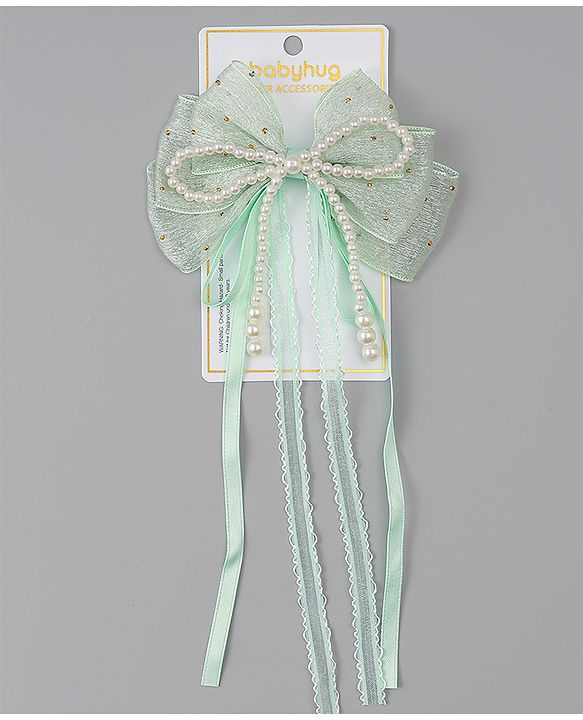 Babyhug Free Size Bow & Butterfly Clips - Green