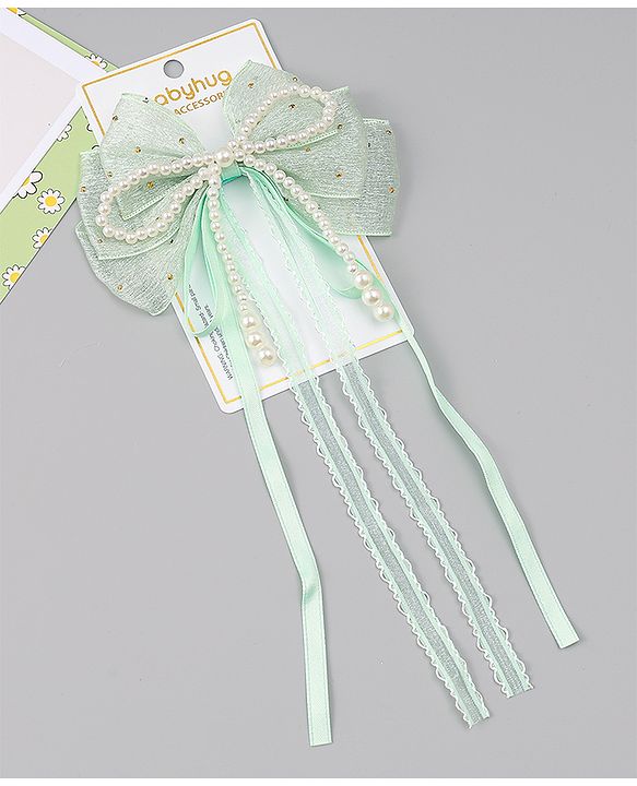 Babyhug Free Size Bow & Butterfly Clips - Green