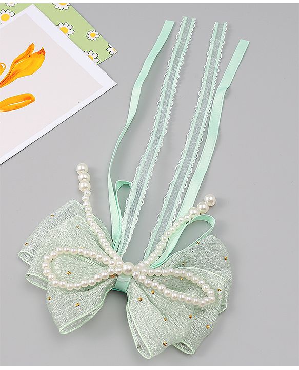 Babyhug Free Size Bow & Butterfly Clips - Green