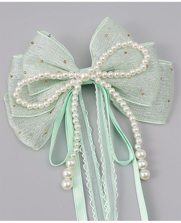 Babyhug Free Size Bow & Butterfly Clips - Green