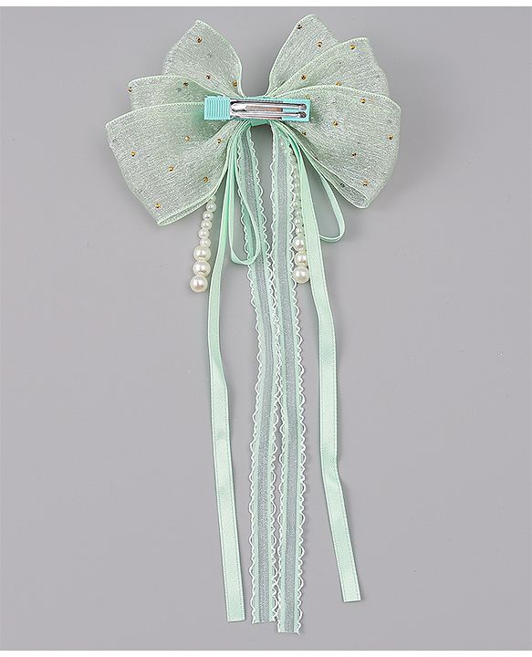 Babyhug Free Size Bow & Butterfly Clips - Green