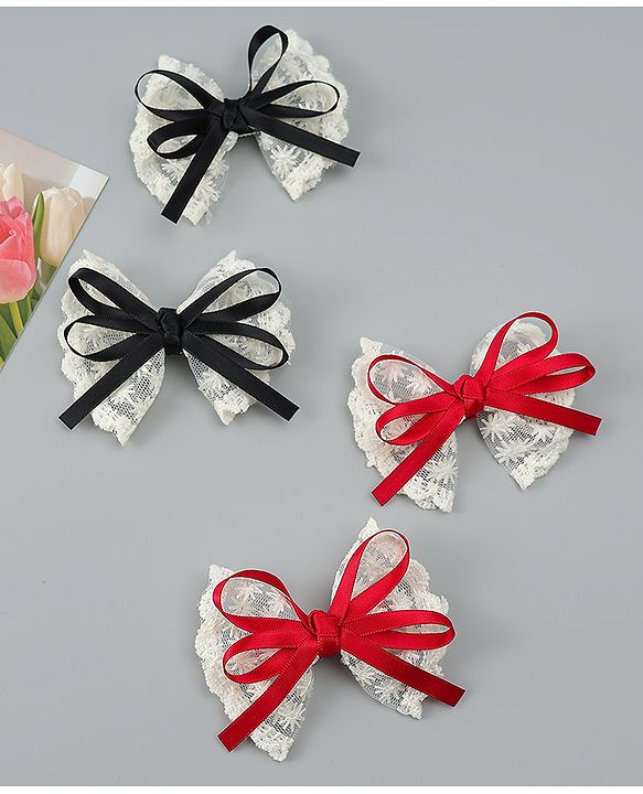 Babyhug Free Size Bow & Butterfly Clips Pack of 2 - Red